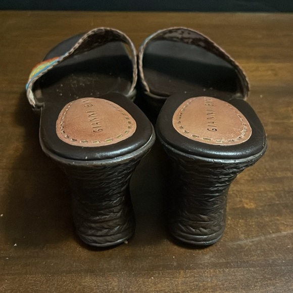 Gianni Bini wedge sandles sz8.5 Brown with multicolored strap - Picture 3 of 9